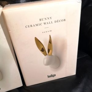 Bunny ceramic wall decor gold new in box